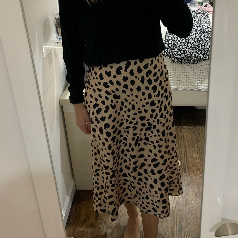 Aqua leopard slip skirt